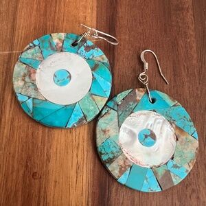 The Spirit of Navajo- Turquoise Mother of Pearl Earrings